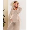 image:imageEkouaer Maternity Nursing Pajama Set Long Sleeve Top amp Pants with Pockets Breastfeeding Sleepwear Double Layer PregnancyKhaki