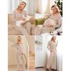 image:imageEkouaer Maternity Nursing Pajama Set Long Sleeve Top amp Pants with Pockets Breastfeeding Sleepwear Double Layer PregnancyKhaki