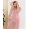 image:imageEkouaer Maternity Nursing Pajama Set Long Sleeve Top amp Pants with Pockets Breastfeeding Sleepwear Double Layer PregnancyMisty Pink