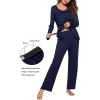 image:imageEkouaer Maternity Nursing Pajama Set Long Sleeve Top amp Pants with Pockets Breastfeeding Sleepwear Double Layer PregnancyNavy Blue