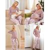 image:imageEkouaer Maternity Nursing Pajama Set Long Sleeve Top amp Pants with Pockets Breastfeeding Sleepwear Double Layer PregnancyPink Beer Stripe