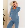 image:imageEkouaer Maternity Nursing Pajama Set Long Sleeve Top amp Pants with Pockets Breastfeeding Sleepwear Double Layer PregnancySalvia Blue
