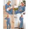 image:imageEkouaer Maternity Nursing Pajama Set Long Sleeve Top amp Pants with Pockets Breastfeeding Sleepwear Double Layer PregnancySalvia Blue