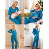 image:imageEkouaer Maternity Nursing Pajama Set Long Sleeve Top amp Pants with Pockets Breastfeeding Sleepwear Double Layer PregnancyTeal