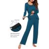 image:imageEkouaer Maternity Nursing Pajama Set Long Sleeve Top amp Pants with Pockets Breastfeeding Sleepwear Double Layer PregnancyTeal