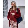 image:imageEkouaer Maternity Nursing Pajama Set Long Sleeve Top amp Pants with Pockets Breastfeeding Sleepwear Double Layer PregnancyWine Beer Stripe