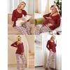 image:imageEkouaer Maternity Nursing Pajama Set Long Sleeve Top amp Pants with Pockets Breastfeeding Sleepwear Double Layer PregnancyWine Beer Stripe