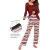 image:imageEkouaer Maternity Nursing Pajama Set Long Sleeve Top amp Pants with Pockets Breastfeeding Sleepwear Double Layer PregnancyWine Beer Stripe
