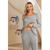 image:imageEkouaer Maternity Nursing Pajama Sets Labor Delivery Pjs Long Sleeve Breastfeeding Pajamas Pregnancy Sleepwear SetHeather Grey