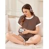 image:imageEkouaer Maternity Pajamas 2 Piece Outfits Waffle Knit Short Sleeve Tops and Shorts Loungewear Set Pregnancy ClothesBrown