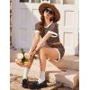 image:imageEkouaer Maternity Pajamas 2 Piece Outfits Waffle Knit Short Sleeve Tops and Shorts Loungewear Set Pregnancy ClothesBrown