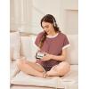 image:imageEkouaer Maternity Pajamas 2 Piece Outfits Waffle Knit Short Sleeve Tops and Shorts Loungewear Set Pregnancy ClothesBurgundy