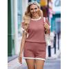 image:imageEkouaer Maternity Pajamas 2 Piece Outfits Waffle Knit Short Sleeve Tops and Shorts Loungewear Set Pregnancy ClothesBurgundy