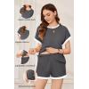 image:imageEkouaer Maternity Pajamas 2 Piece Outfits Waffle Knit Short Sleeve Tops and Shorts Loungewear Set Pregnancy ClothesDark Grey