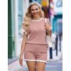 image:imageEkouaer Maternity Pajamas 2 Piece Outfits Waffle Knit Short Sleeve Tops and Shorts Loungewear Set Pregnancy ClothesDirty Pink