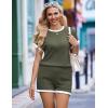 image:imageEkouaer Maternity Pajamas 2 Piece Outfits Waffle Knit Short Sleeve Tops and Shorts Loungewear Set Pregnancy ClothesOlive Green
