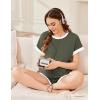 image:imageEkouaer Maternity Pajamas 2 Piece Outfits Waffle Knit Short Sleeve Tops and Shorts Loungewear Set Pregnancy ClothesOlive Green