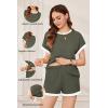 image:imageEkouaer Maternity Pajamas 2 Piece Outfits Waffle Knit Short Sleeve Tops and Shorts Loungewear Set Pregnancy ClothesOlive Green