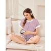 image:imageEkouaer Maternity Pajamas 2 Piece Outfits Waffle Knit Short Sleeve Tops and Shorts Loungewear Set Pregnancy ClothesPink Print