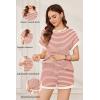 image:imageEkouaer Maternity Pajamas 2 Piece Outfits Waffle Knit Short Sleeve Tops and Shorts Loungewear Set Pregnancy ClothesRed Stripes