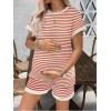 image:imageEkouaer Maternity Pajamas 2 Piece Outfits Waffle Knit Short Sleeve Tops and Shorts Loungewear Set Pregnancy ClothesRed Stripes