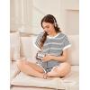 image:imageEkouaer Maternity Pajamas 2 Piece Outfits Waffle Knit Short Sleeve Tops and Shorts Loungewear Set Pregnancy ClothesStripes White