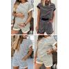 image:imageEkouaer Maternity Pajamas 2 Piece Outfits Waffle Knit Short Sleeve Tops and Shorts Loungewear Set Pregnancy ClothesStripes White