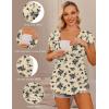 image:imageEkouaer Maternity Shirts 3 Packs Flying Short Sleeve Nursing Tops Pregnancy ClothesBlackbrownfloral Beige3pcs