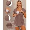 image:imageEkouaer Maternity Shirts 3 Packs Flying Short Sleeve Nursing Tops Pregnancy ClothesBlackwhitebrown3pcs
