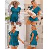 image:imageEkouaer Maternity Shirts 3 Packs Flying Short Sleeve Nursing Tops Pregnancy ClothesBlue Greenblackarmy Green3pcs