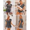 image:imageEkouaer Maternity Shirts 3 Packs Flying Short Sleeve Nursing Tops Pregnancy ClothesDark Greyarmy Greenfloral Pink3pcs