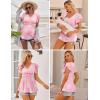 image:imageEkouaer Maternity Shirts 3 Packs Flying Short Sleeve Nursing Tops Pregnancy ClothesDark Greyarmy Greenfloral Pink3pcs