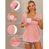 image:imageEkouaer Maternity Shirts 3 Packs Flying Short Sleeve Nursing Tops Pregnancy ClothesLight Greyblackorange Pink3pcs