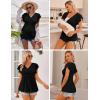 image:imageEkouaer Maternity Shirts 3 Packs Flying Short Sleeve Nursing Tops Pregnancy ClothesLight Purpleblackdark Blue3pcs