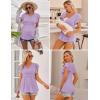 image:imageEkouaer Maternity Shirts 3 Packs Flying Short Sleeve Nursing Tops Pregnancy ClothesLight Purpleblackdark Blue3pcs