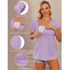image:imageEkouaer Maternity Shirts 3 Packs Flying Short Sleeve Nursing Tops Pregnancy ClothesLight Purpleblackdark Blue3pcs