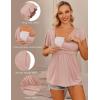 image:imageEkouaer Maternity Shirts 3 Packs Flying Short Sleeve Nursing Tops Pregnancy ClothesPinkfloral Blacklake Green3pcs