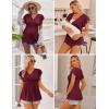 image:imageEkouaer Maternity Shirts 3 Packs Flying Short Sleeve Nursing Tops Pregnancy ClothesWine Redlake Blueblack3pcs