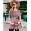 image:imageEkouaer Maternity Tops Short Sleeve Pregnancy Shirts Tee Tunic Casual T Shirt Ribbed Knit Pregnant ClothesAblushredpink