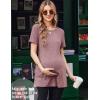 image:imageEkouaer Maternity Tops Short Sleeve Pregnancy Shirts Tee Tunic Casual T Shirt Ribbed Knit Pregnant ClothesAblushredpink
