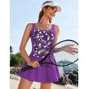 image:imageEkouaer Swim Dress One Piece Bathing Suit Skirted Swimsuits for Women Ruched Retro Swimwear SXXLPurple