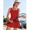 image:imageEkouaer Swim Dress One Piece Bathing Suit Skirted Swimsuits for Women Ruched Retro Swimwear SXXLRed
