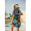 image:imageEkouaer Swimsuit Cover Ups for Women Lace Crochet VNeck Bikini Beach Coverups Dress for Swimwear Bathing Suit01black Leaf
