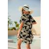 image:imageEkouaer Swimsuit Cover Ups for Women Lace Crochet VNeck Bikini Beach Coverups Dress for Swimwear Bathing SuitBlack Tropical Print