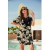 image:imageEkouaer Swimsuit Cover Ups for Women Lace Crochet VNeck Bikini Beach Coverups Dress for Swimwear Bathing SuitBlack Tropical Print