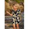 image:imageEkouaer Swimsuit Cover Ups for Women Lace Crochet VNeck Bikini Beach Coverups Dress for Swimwear Bathing SuitBlack Tropical Print