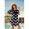 image:imageEkouaer Swimsuit Cover Ups for Women Lace Crochet VNeck Bikini Beach Coverups Dress for Swimwear Bathing SuitDark Blue Floral Print