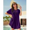 image:imageEkouaer Swimsuit Cover Ups for Women Lace Crochet VNeck Bikini Beach Coverups Dress for Swimwear Bathing SuitDeep Purple