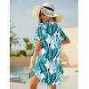 image:imageEkouaer Swimsuit Cover Ups for Women Lace Crochet VNeck Bikini Beach Coverups Dress for Swimwear Bathing SuitGreen Tropical Print