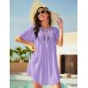 image:imageEkouaer Swimsuit Cover Ups for Women Lace Crochet VNeck Bikini Beach Coverups Dress for Swimwear Bathing SuitLilac